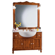 Mobile bagno 115 cm in legno lavabo 2 cassetti 3 porte e specchio