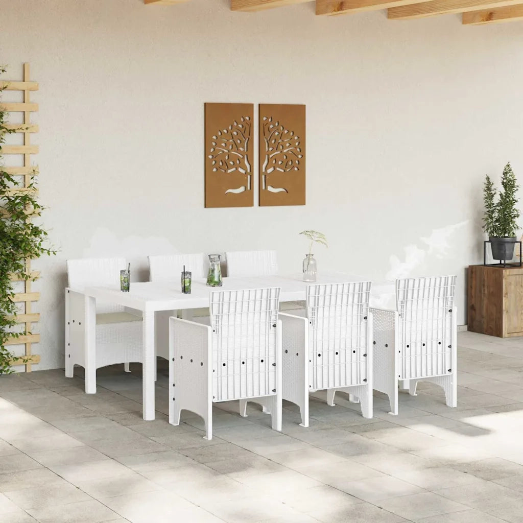 Set da Pranzo per Giardino 7 pcs Bianco Polipropilene