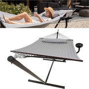 Cestello con Alzata e Barra di Spreader per 2 Persone, comprensivo di Supporto per Caffè, Cuscino Rimovibile - Grigio chiaro, Resistente ai Raggi UV e alle Intemperie
