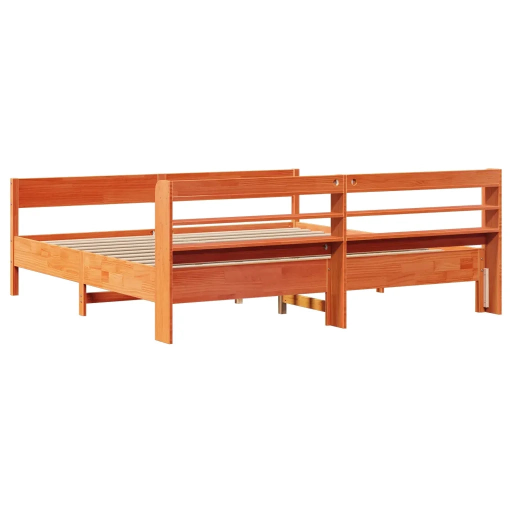 Letto matrimoniale | Letto per adulti | Letto senza Materasso Marrone Cera 200x200 cm in Legno di Pino