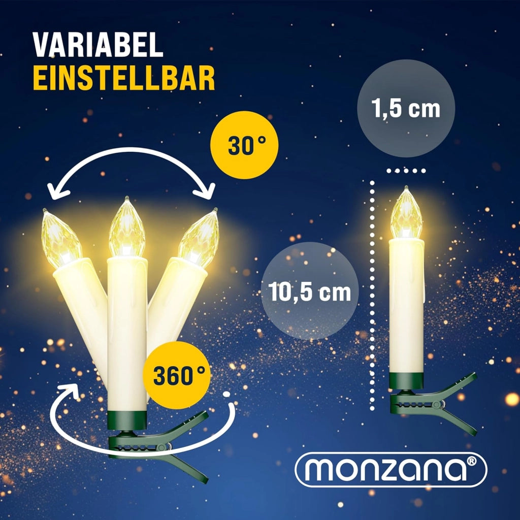 Deuba® Set 20 Candele a LED Albero di Natale Bianco Caldo Batteria Wireless con Timer e Telecomando Lucine Natalizie