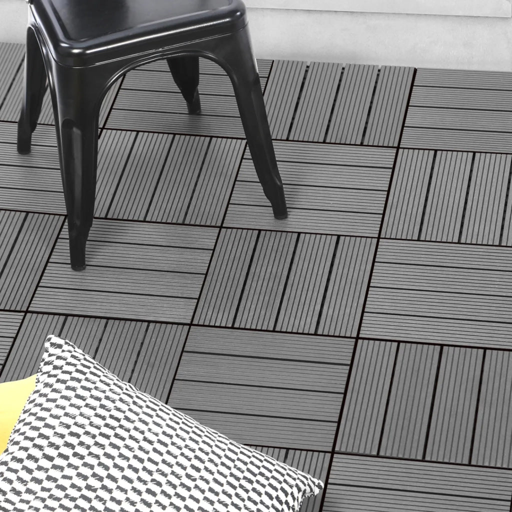 IDMarket - Confezione da 10 piastrelle per decking a clip WODHY, in legno composito, grigio