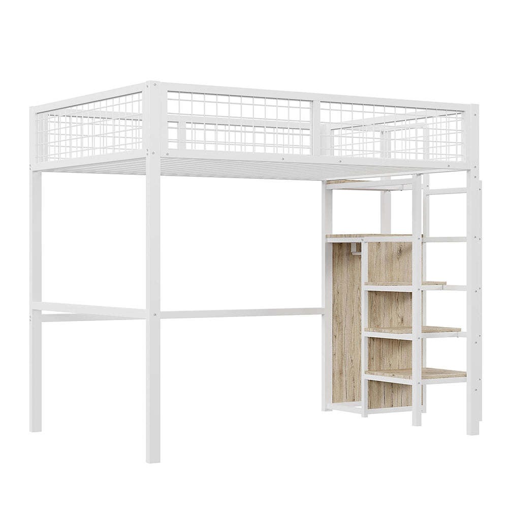 Letto mezzanino bambini 140x200cm - Xylo - bianco, armadio