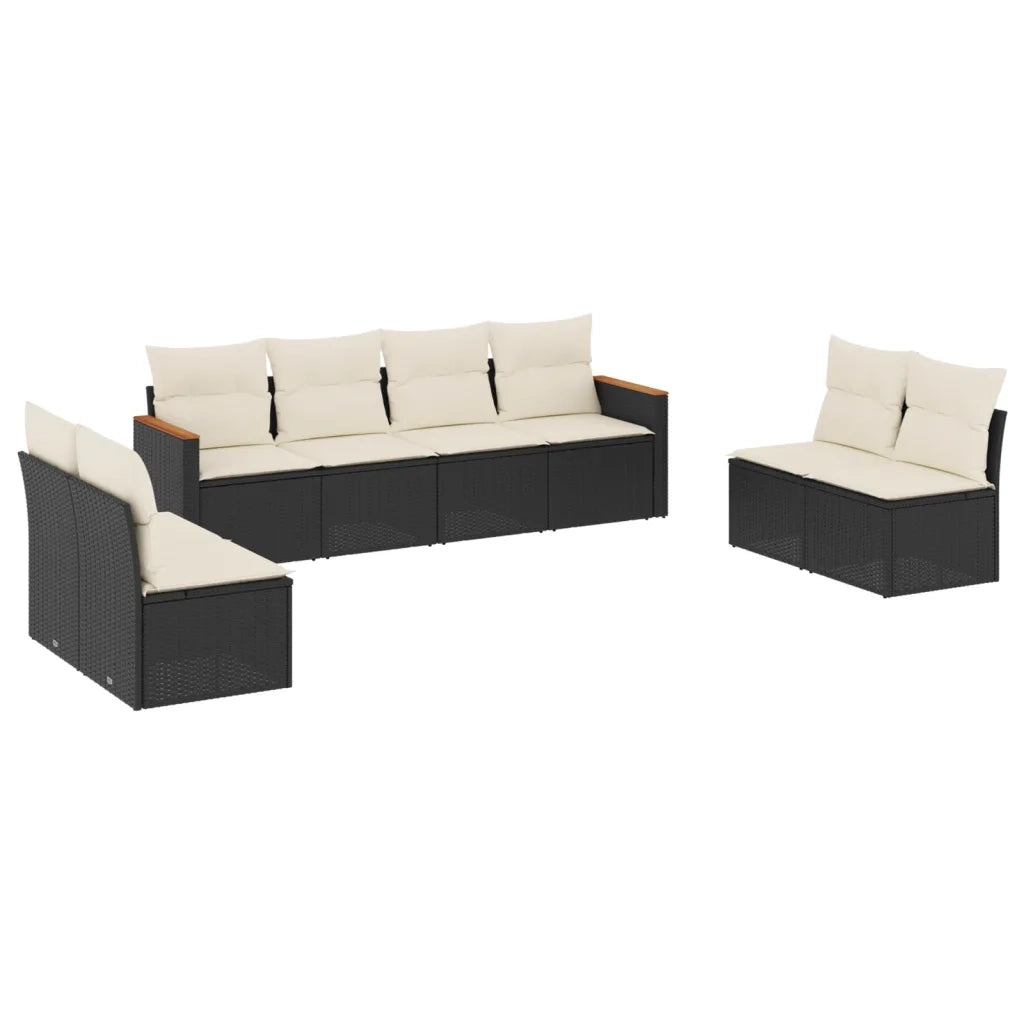 Set Divani da Giardino con Cuscini 8 pz Nero in Polyrattan 3225888