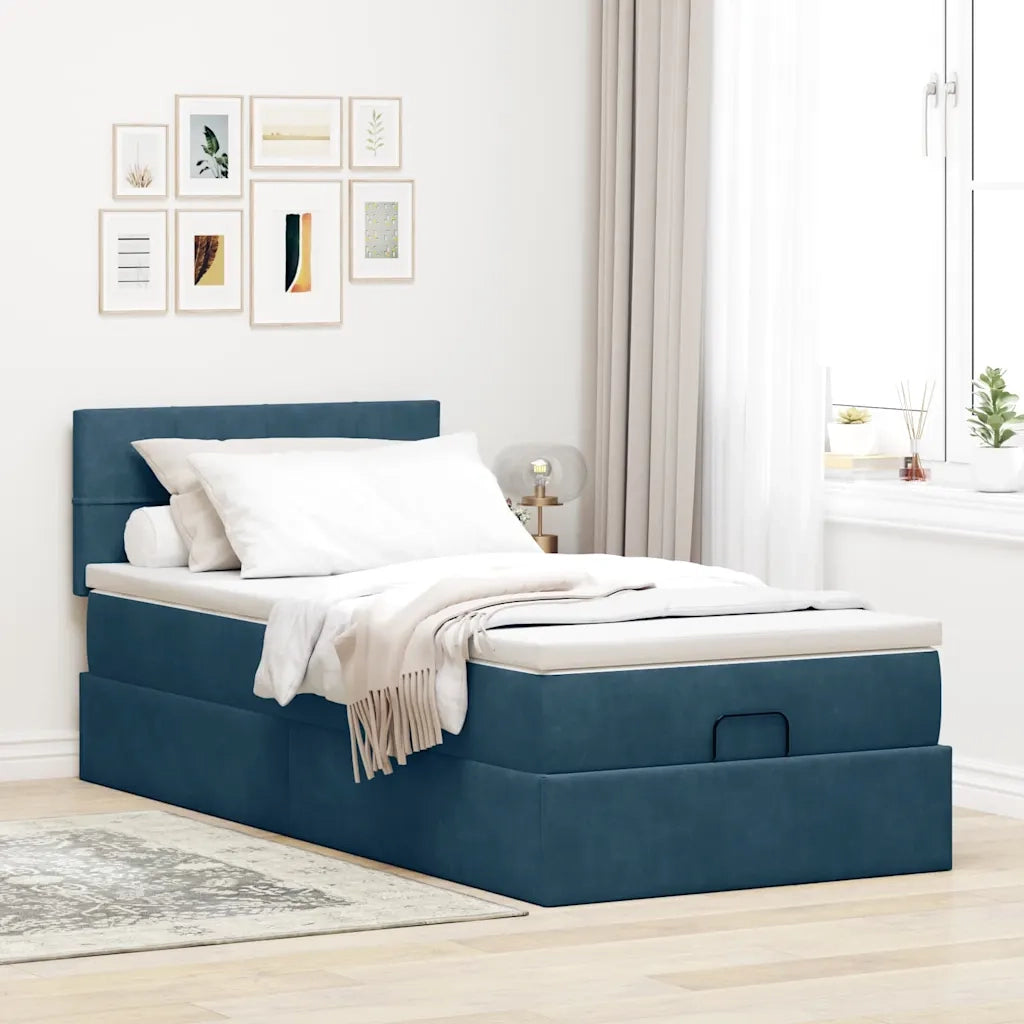 Struttura Letto Pouf con Materasso 90x190 cm in Velluto 3312594