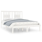 Letto matrimoniale | Letto per adulti | Giroletto Bianco in Legno Massello di Pino 140x190 cm