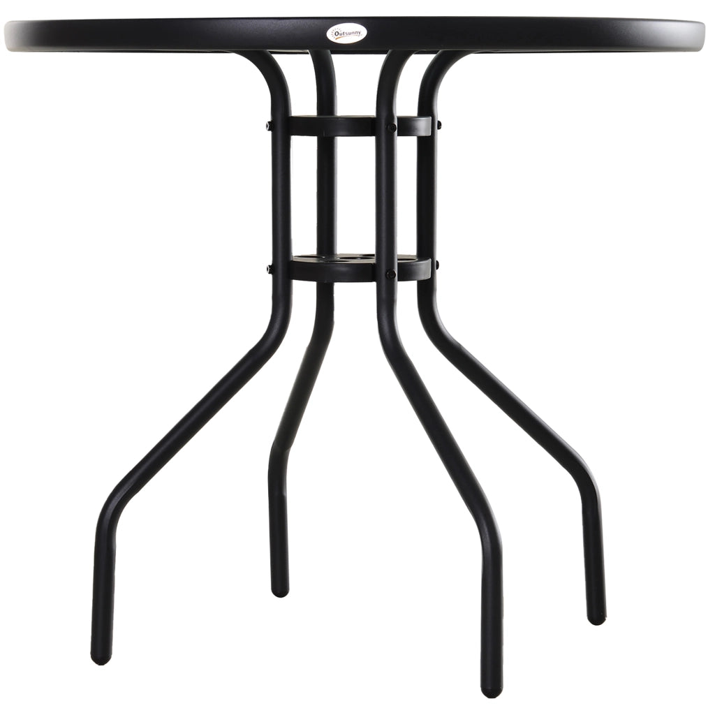 Tavolino da giardino con piano in vetro ¨C zephmum ¨C nero ?80x72 cm
