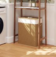 Cesto portabiancheria 52x32x63 cm con coperchio e sacco rimovibile in bambù marrone