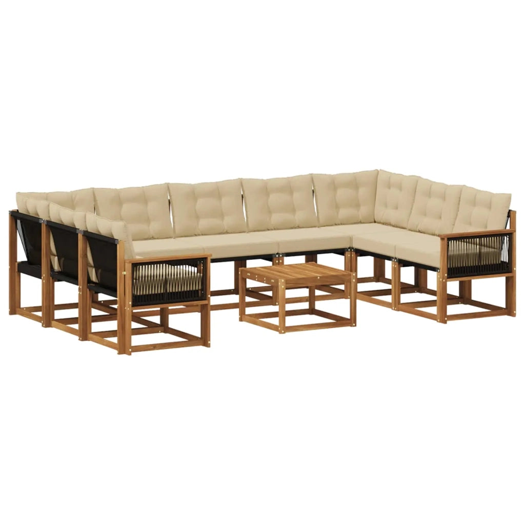 Set di divani da esterno 10 pz Naturale e Beige 3382225