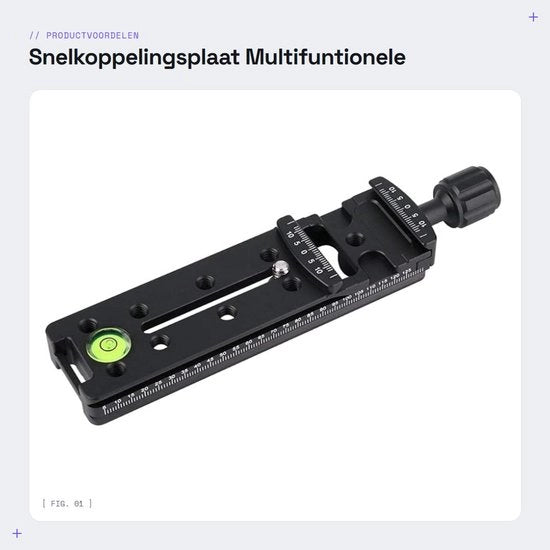 Platina di collegamento rapido 140 mm - Nodo rail multifunzionale - Fondo in alluminio leggero - Resistente all'ossidazione - Adatto per fotocamere DSLR/SLR - Lavorato con precisione CNC - Scambio di piatto