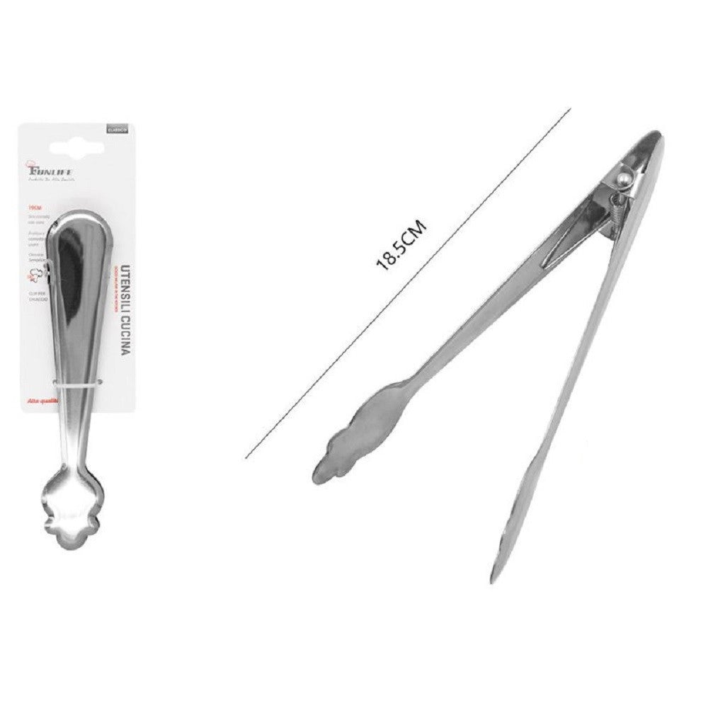 Trade Shop - Pinza Da Cucina Multiuso Clip Per Ghiaccio In Acciaio Inox 18.5cm Utensili 50343 -