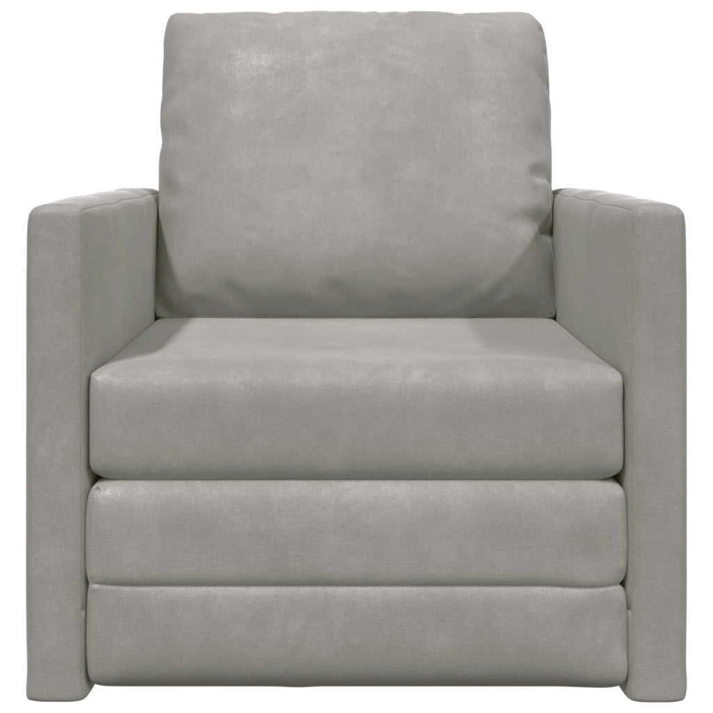 Divano letto | Sof¨¤ letto | Letto singolo Grigio chiaro 74 x 77 x 81 cm Velluto
