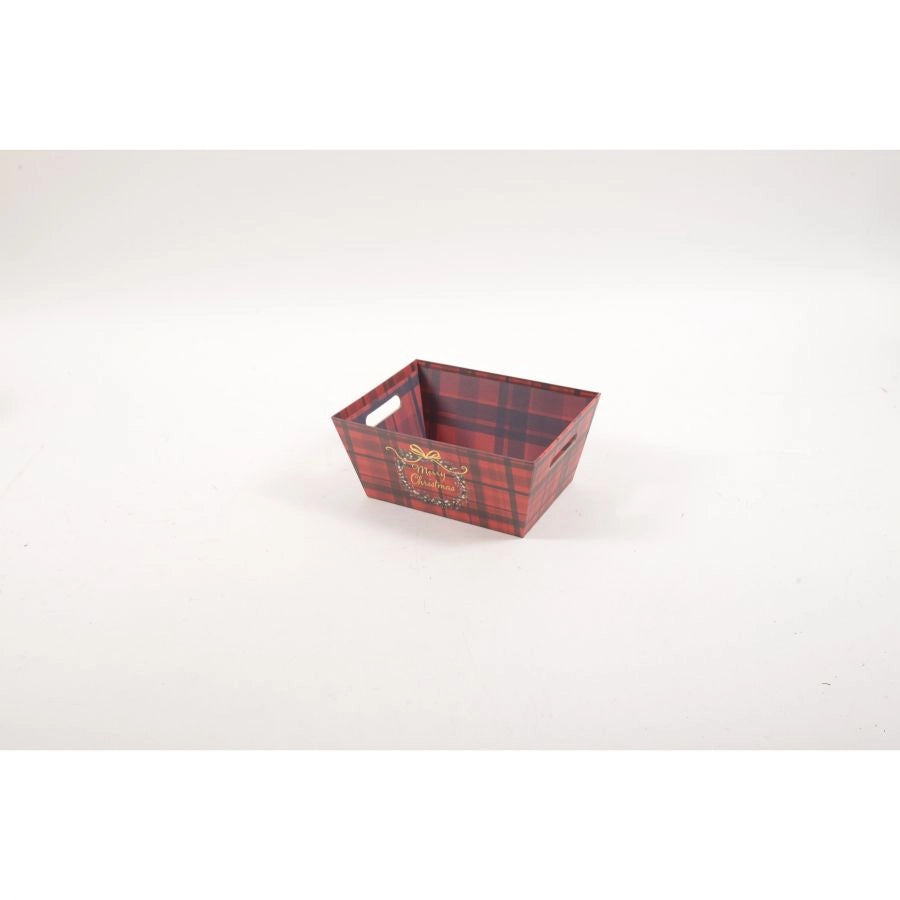 Cestino in cartone red tartan