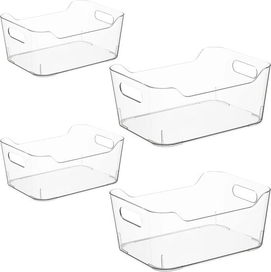 Set di Organizzatori Scatole - 4 Scatole Transparenti per Cucina o Bagno - 2 Misure