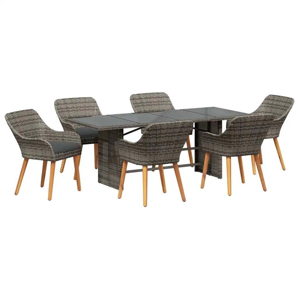 Set da Pranzo per Giardino con cuscino 7 pcs Grigio polyrattan 3261625