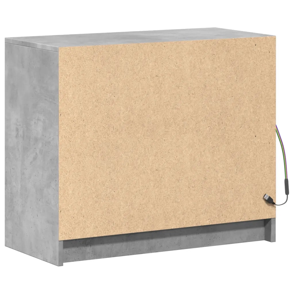 Credenza con LED-Buffet-Armadio da cucina Grigio Cemento 72x34x61 cm Legno Multistrato