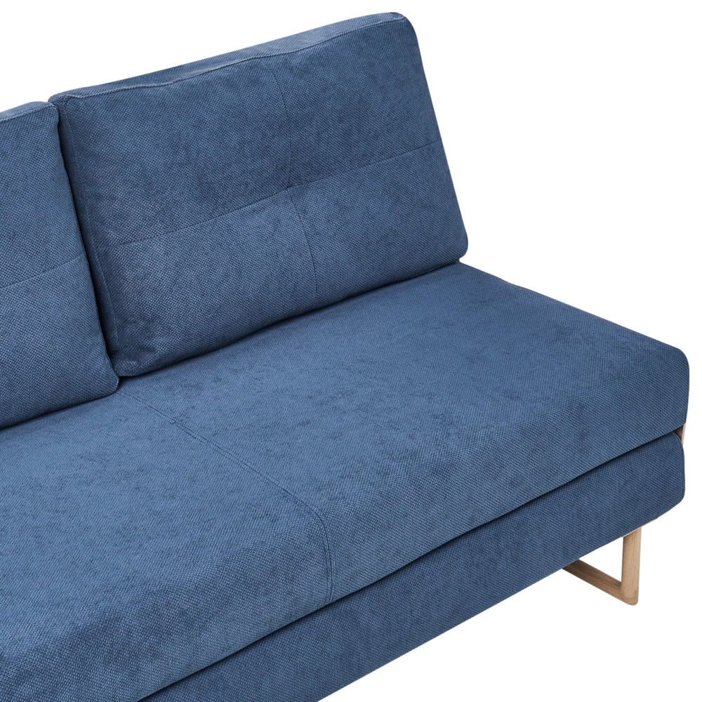 Divano letto a 3 posti Tessuto blu per divano 3 persone Funzione letto pieghevole