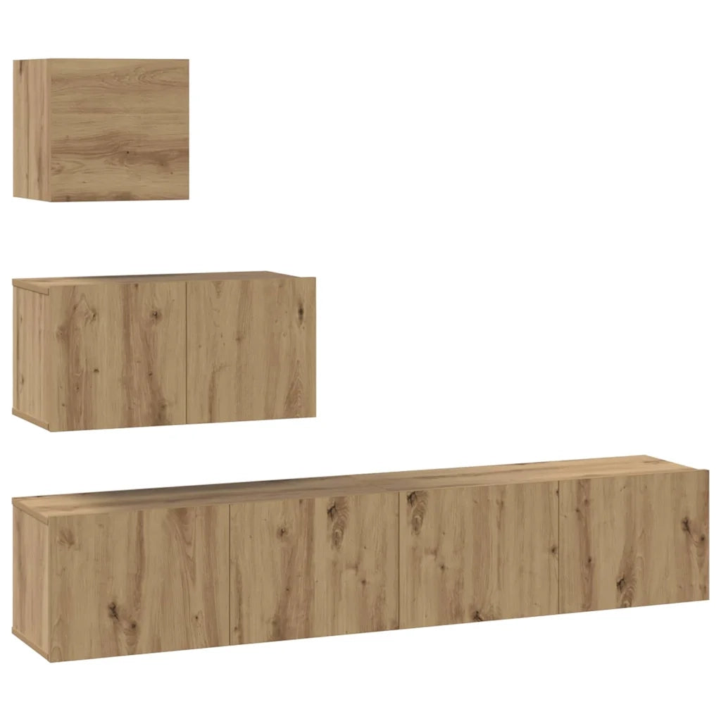 Set mobile TV 4 pcs Rovere artigianale Legno multistrato 3393437