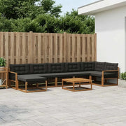 Set di divani da esterno con cuscino 8 pcs Naturale e Nero 3381584