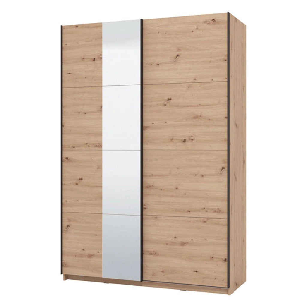 Armadio Camera da Letto Pasturo, Guardaroba Grande Appendiabiti, 145.5x217.5h cm Marrone Rovere Nodi