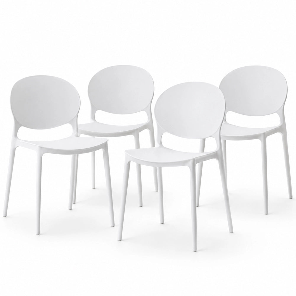 Set 4 Sedie da Pranzo Impilabili in Polipropilene Modello Milano 48x40x80 cm