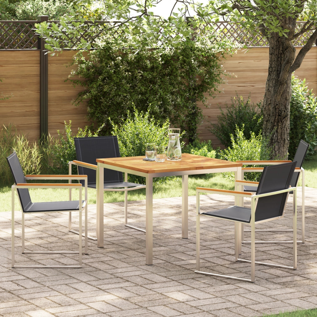 Set da Pranzo da Giardino  in Legno Massello di Teak in 5 Pezzi