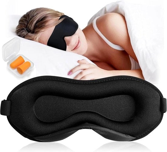 Maschera da sonno 3D per massima comodità e sonno profondo - 100% blocca la luce oculare con cinghia regolabile
