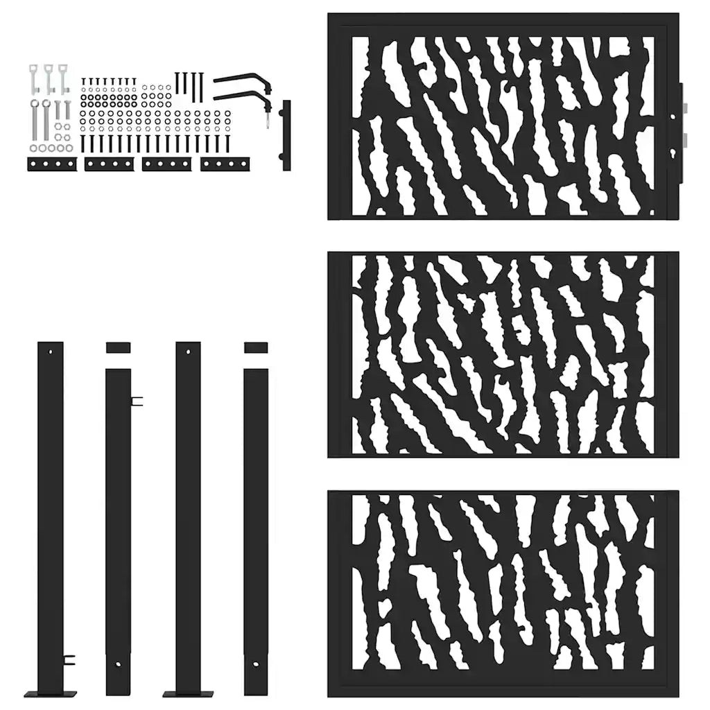 Cancello da giardino nero 100x150 cm in acciaio con design a traliccio 4100981