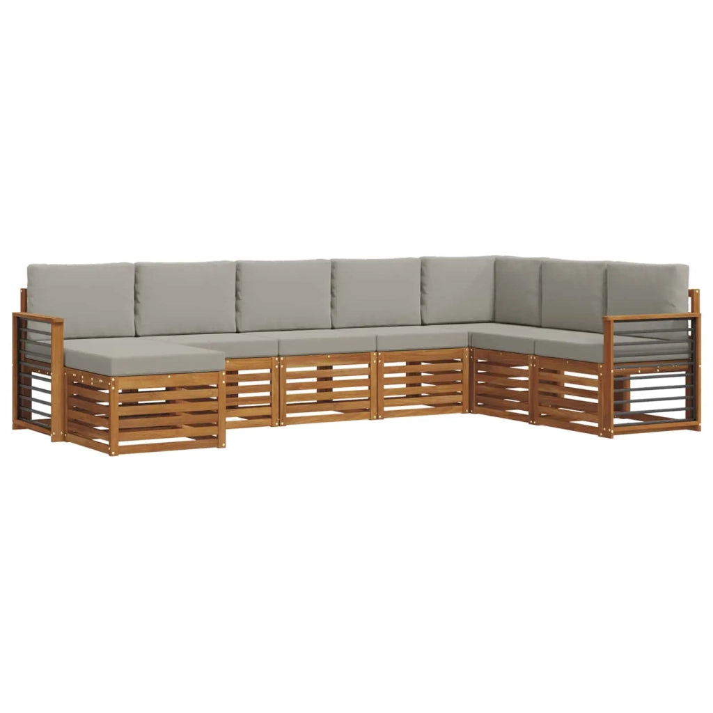 Set di divani da esterno 8 pcs Grigio Naturale e Chiaro