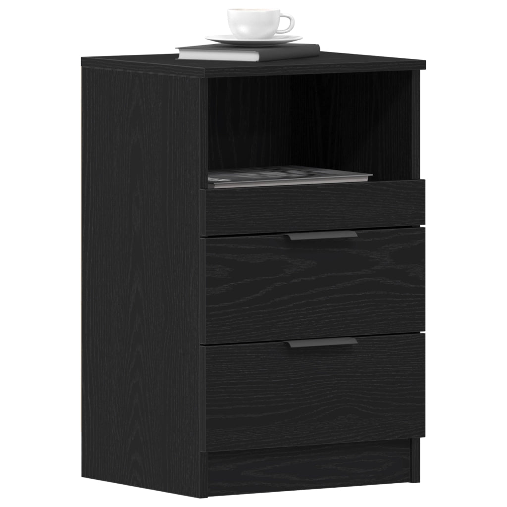 Comodino  Nero Rovere 40x35x65 cm Realizzato in Legno Ingegnerizzato