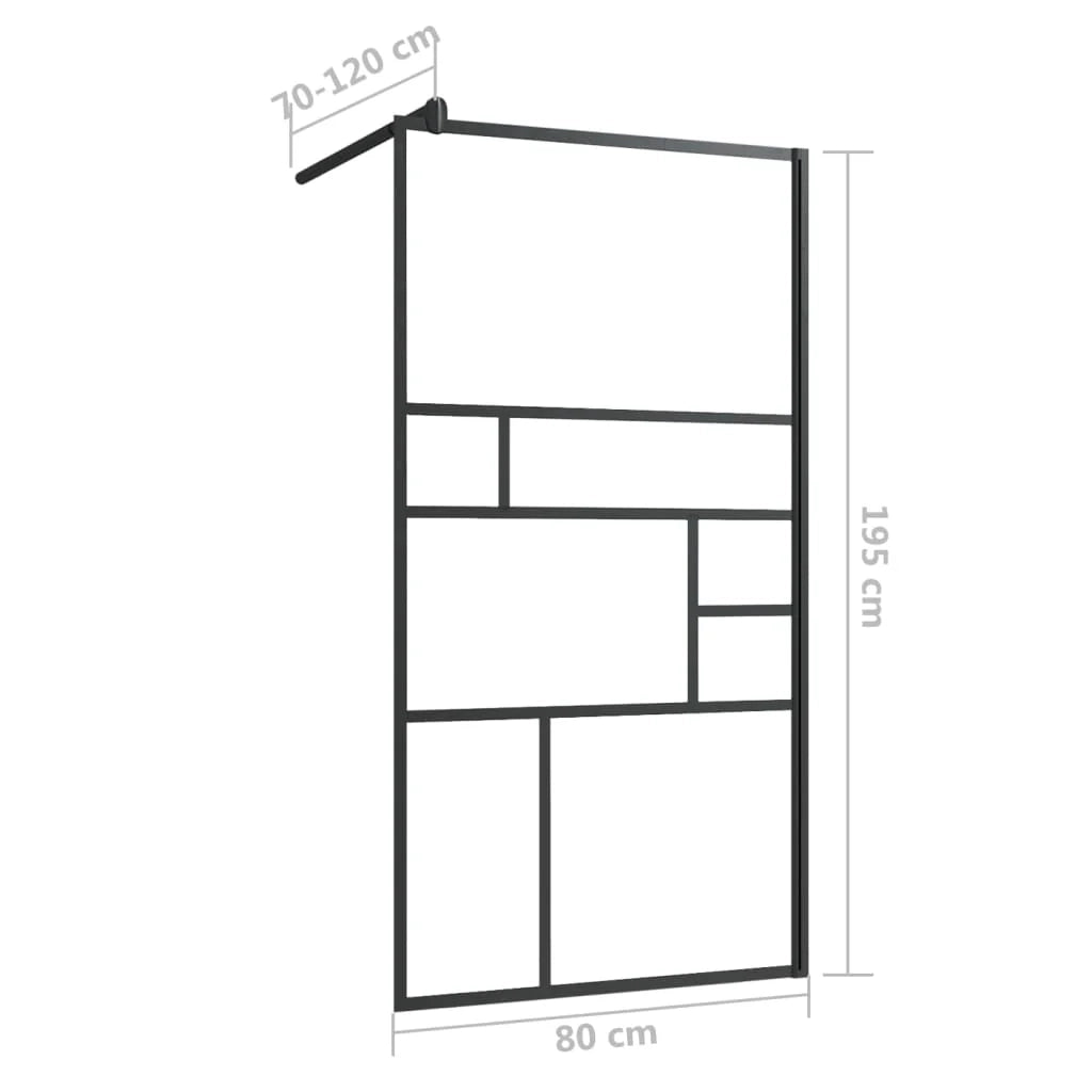 Parete doccia in vetro divisorio per vasca accessorio per bagno box doccia arredamento per la casa ESG trasparente 80x195 cm nero 02_0002140