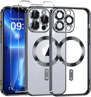Protezione magnetica per iPhone 13 Pro Max con 2 pezzi di vetro resistente all'urto