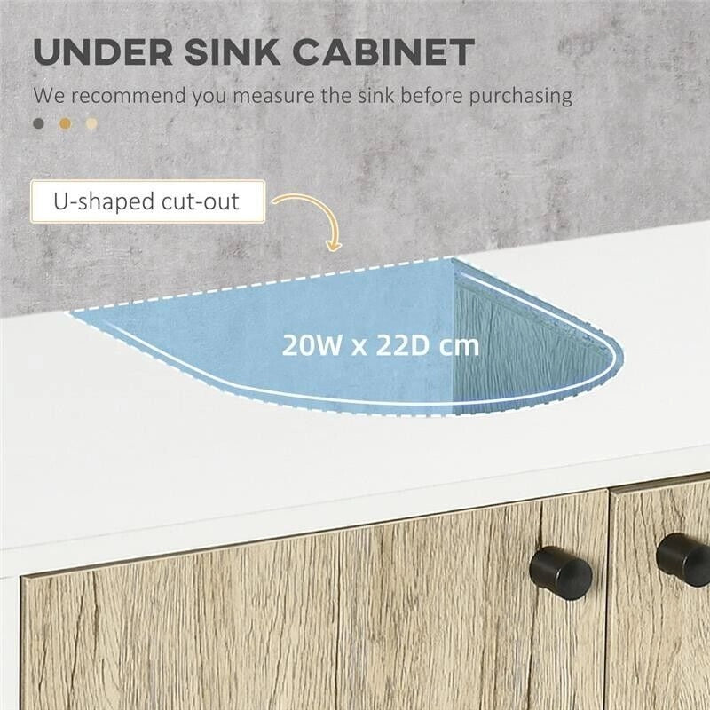 MOBILE BAGNO SOTTO LAVABO A 2 ANTE 60X30X60 CM BIANCO E ROVERE