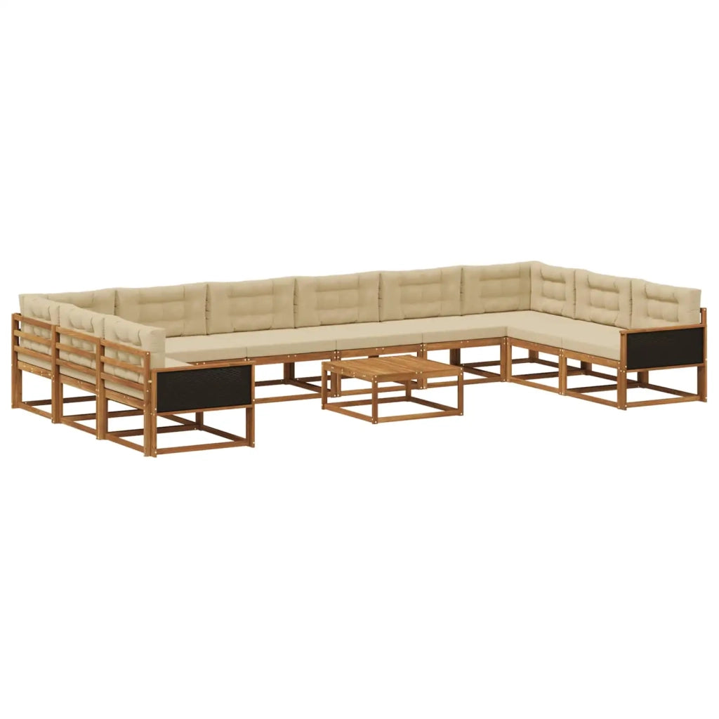 Set di divani da esterno con cuscino 11 pcs Naturale e Beige 3382936