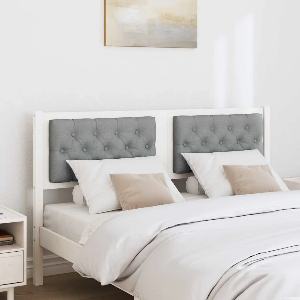 Testiera-Testiera con Cuscini Bianco e grigio chiaro 150 cm Legno di pino massello