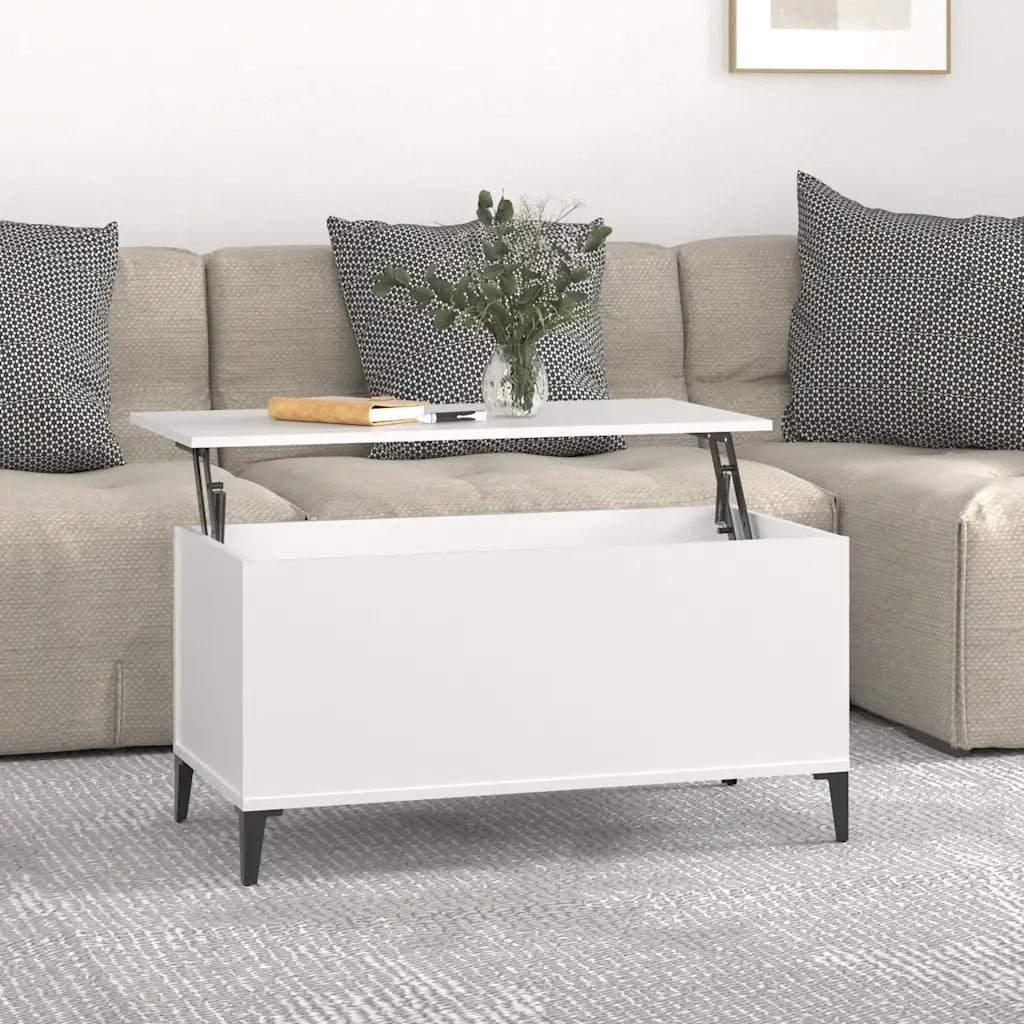 Tavolino da salotto | Tavolino da caff¨¨ | Tavolino da Soggiorno Bianco 90x44,5x45 cm in Legno Multistrato