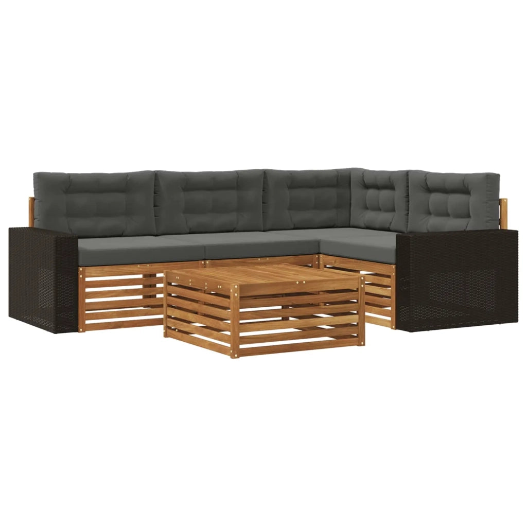Set di divani da esterno 5 pz Naturale e Antracite Poliestere 3383335