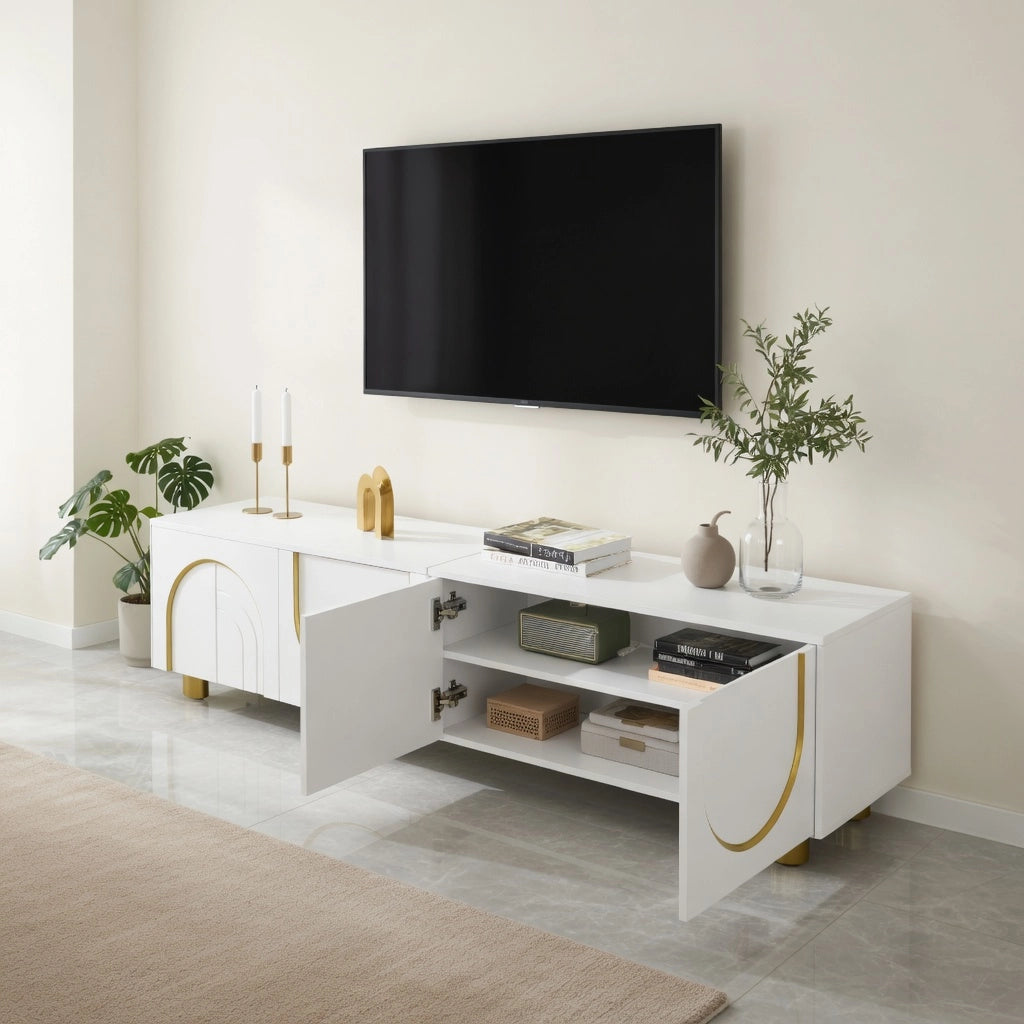 Cassettiera per TV bianca in truciolare lunghezza 170 cm