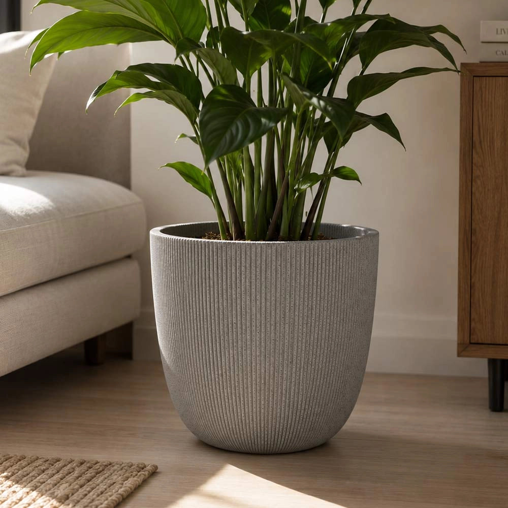 Vaso in plastica HDPE poliresina alta densità per piante Cilindro Grigio h 37,5