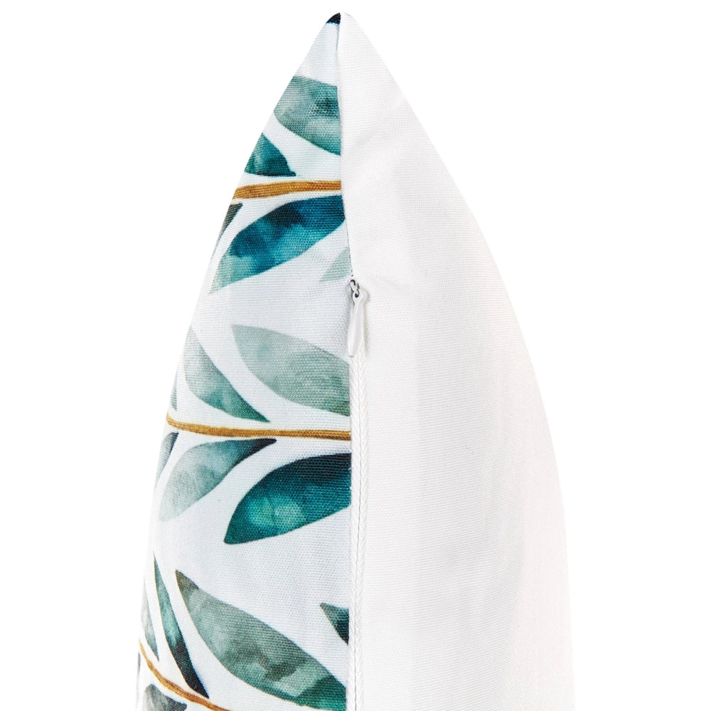 Set di 2 cuscini da giardino in poliestere bianco e verde 40 x 60 cm Motivo a foglie quadrate Design moderno Cuscino decorativo