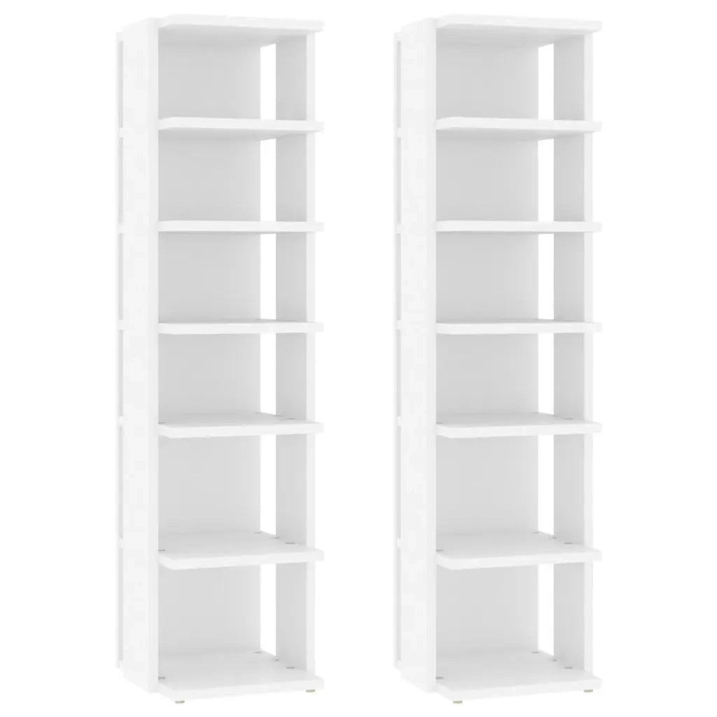 Scarpiere 2 pz Bianche 27,5x27x102 cm in Legno Multistrato 808486