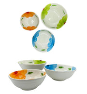 Set 3 Insalatiere Ciotole da Insalata Poke Decoro Fiori 18 - 21 - 24 cm