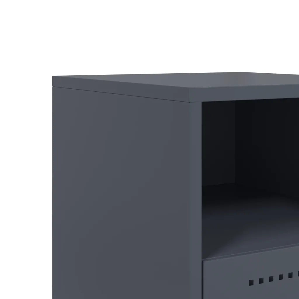 Set di 2 Comodini | Armadio da Notte | Mobiletto da notte Antracite 36x39x60,5 cm in Acciaio