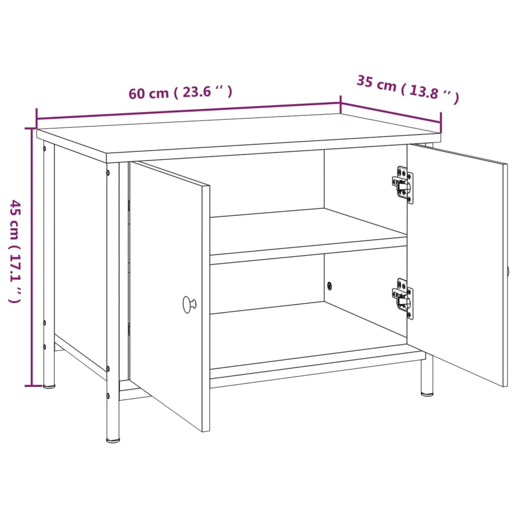 Mobile TV multimediale mensola TV credenza mobile TV sala da pranzo soggiorno camera da letto con ante rovere Sonoma 60 x 35 x 45 cm legno ingegnerizzato grigio 02_0026931