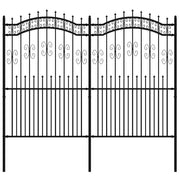 Recinzione da Giardino | Recinzione da cortile KAMPEN con punta a lancia nera 240x175cm in acciaio
