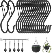 16 haken a forma di S per cucina, bagno, camera da letto, ufficio, giardino e negozio - anticorrosione - sostenibile fino a 30 kg - nero