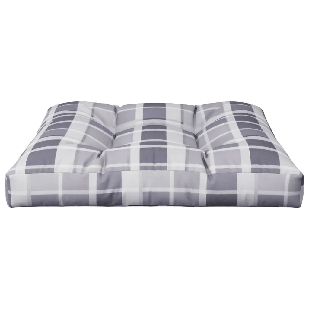 Cuscino per Pallet a Quadri Grigi 70x70x12 cm in Tessuto
