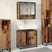 Set di mobili per il bagno con lo scaffale 2 pcs Legno vecchio 3402345