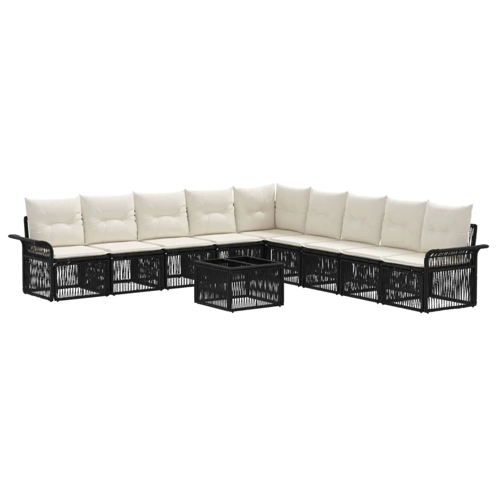 Set Divano da Giardino 10 pcs Nero polyrattan