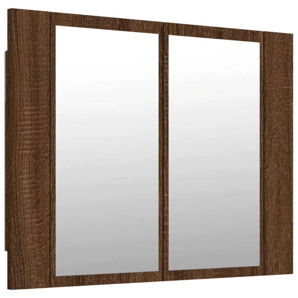 Mobiletto a specchio LED 60 x 12 x 45 cm in legno ingegnerizzato marrone 02_0006743